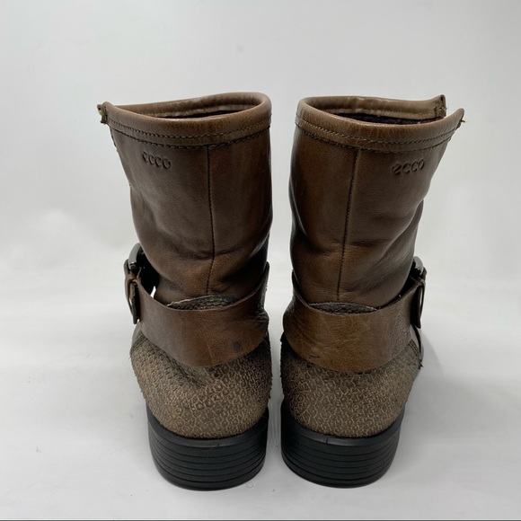 Ecco Moto Ankle Boots Brown 38 Leather Booties - Picture 8 of 14